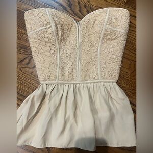 Parker 100% Silk Lace Corset Size Small Beige/Tan